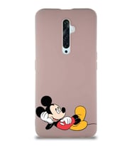 Oppo Reno 2Z Soft Premier Kapak Mickey Mouse-F Tasarımlı Silikon Kılıf - Pudra (Şeffaf)