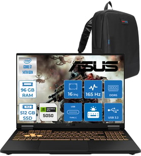 Asus Tuf Gaming F16 FX608JHR 14. Nesil Intel I7-14650HX 96GB Ddr5 512GB SSD 8GB/RTX5050 115W 165Hz 16"wuxga Fhd+ 300NITS IPS Freedos Gaming Bilg. WRV055F27+ZETTAÇANTA