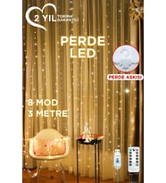 Torima Lw-7 300 Ledli 10 Sarkıt Perde Led Işık, 8 Modlu Uzaktan Kumandalı, 3x3 Metre Peri Telli Led