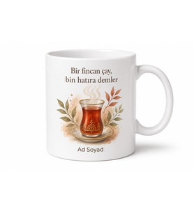 Kişiye Özel Memleket Çayı Temalı Baskılı Kupa Bardak İsimli Hediye