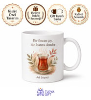 Kişiye Özel Memleket Çayı Temalı Baskılı Kupa Bardak İsimli Hediye