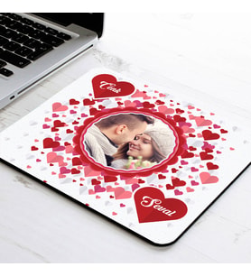 Kişiye Özel Kalp Motifli Resimli Mousepad