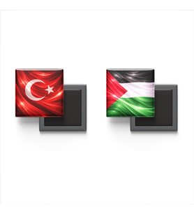 Buzdolap Magnetleri - Filistin Bayrağı ve Türk Bayrağı - 2'li Set Magneti