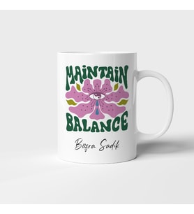 Kişiye Özel Hippi Tarzı Maintain Balance Dengeyi Sağlamak İsim Baskılı Kupa Bardak