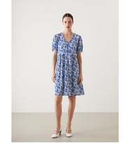 LCW Comfort Lacivert V Yaka Çiçekli Elbise
