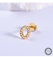 14 Ayar Altın Taşlı O Harf Küpe 0,52 gr
