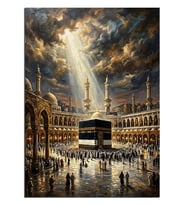 Işıklı Kabe Ve Cami Avlusu Dekoratif Kanvas - Mdf Ahşap Tablo