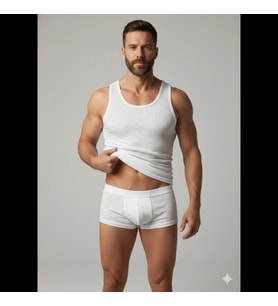 pilelistore Erkek Beyaz File Tank Top Boxer Takımı