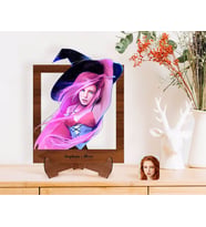 BK Gift Kişiye Özel Kadın Cadı Karikatürlü Ahşap Standlı 3D Biblo-4 (Beyaz)