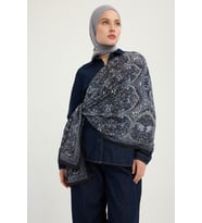 Schaless Ebedi Saraylar - Vizon - Vierra Desenli Viskon Şal - 70x190 Cm (Lacivert)