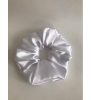 Kadın Beyaz Saten Jumbo Boy XL Scrunchie Simit Toka