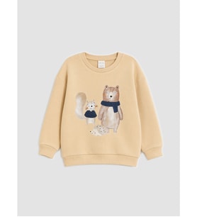 LCW baby Bej Erkek Bebek Baskılı Sweatshirt