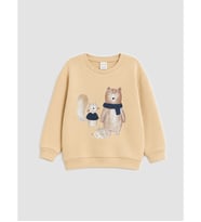 LCW baby Bej Erkek Bebek Baskılı Sweatshirt