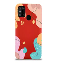 PrintiFy Samsung Galaxy M31 Uyumlu Lansman Kılıf Karışık Renkler Tasarımlı İçi Kadife Kapak (Kırmızı)