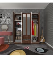 Kenzlife gardırop 6 kapılı çekmeceli begonvil150 cvz aynalı kapaklı gardolap dolap (Karışık)