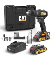 CAT DX1010.1 18Volt 2.0Ah Li-ion Çift Akülü Kömürsüz Profesyonel Şarjlı Darbeli Matkap + 20 Parça Delme Vidalama Uç Seti