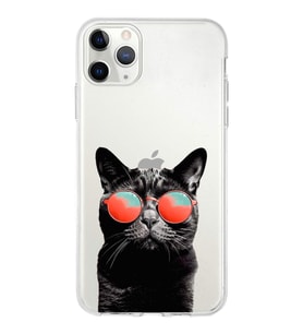 PrintiFy Apple  iPhone 11 Pro Max ile Uyumlu 1mm Slim Fit Kedi 3 050d Baskılı Şeffaf  Kılıf