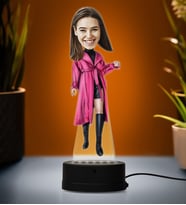 Doğum Günü Hediyesi,Sevgiliye Hediye, Kişiye Özel Fotoğraflı En Güzel Kadın Karikatür 3D Led Lamba (Beyaz)