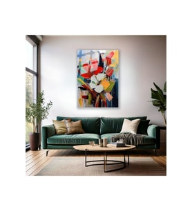 Cam Duvar Tablosu Soyut Çiçekler Yağlı Boya Görünümlü Dijital Baskı Salon Tablosu Modern Tablo