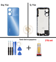 Infinix Hot 20 5G Mavi Uyumlu Arka Kapak + Yapıştırıcı ve Vida Seti Arka Cam Batarya Pil Kapağı