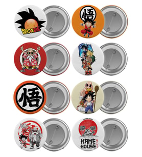 Dragon Ball Çanta Rozeti Seti 8 Adet En Büyük Boy 5.8cm İğneli Broş