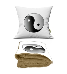 Ying Yang Desenli Opsiyonel Battaniyeli Yastık Dekoratif Kırlent 38x38cm