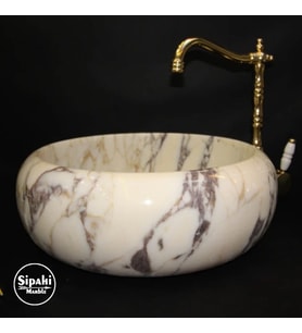 Sipahi Marble Menekşe Mermer Bombeli Lavabo