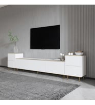 TV Sehpası Kozan Set Beyaz Mermer Desen Gold 260 cm