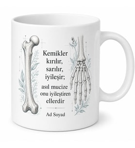 Kemik Temalı Ortopedist Kupası Özel Baskılı Porselen Kupa Bardak Hediye