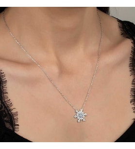 Ucarticaret S-warovski Taşlı Gümüş Kartanesi Bayan Kolye