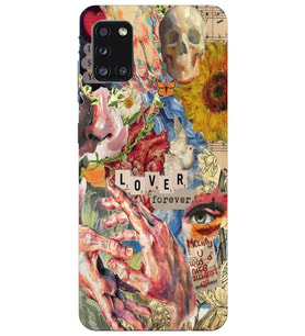 Samsung Galaxy A31 Uyumlu Aesthetic Vintage Kolaj Desenli Şeffaf Telefon Kılıfı