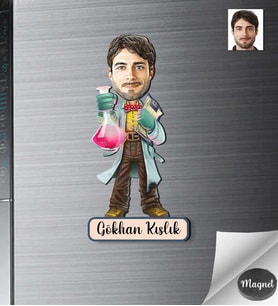 Kişiye Özel Kimyacı Erkek Ahşap Magnet -1