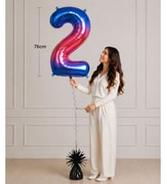 74 cm Renkli 2 Rakamlı Helyumlu Folyo Balon – Doğum Günü ve Parti Dekoru