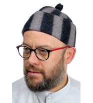 Keçe Yün Takke - Çizgili Füme Renk (Karışık)