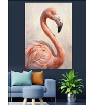 Pembe Flamingo Ve Pastel Tonlar Dekoratif Kanvas - Mdf Ahşap Tablo