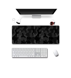 SonicTouch Siyah Gri Kamuflaj Desenli Gamer Oyuncu Dikişsiz Sıvı Geçirmez Klavye Mouse Pad 32x70Cm