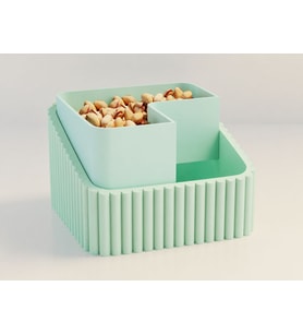 3D Baskı Fıstık Kasesi - Çift Hazneli Kabuk Ayırıcı Sunum Kasesi - Mint Mint