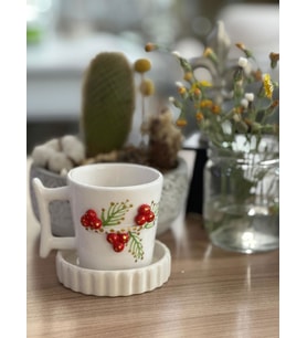 Altın Yaldızlı Kokina Fincan Mug Kupa (Karışık)