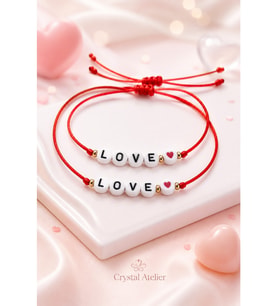 Love Yazılı Kalpli Kırmızı Ip Sevgili Çift Bilekliği 2’li Ayarlanabilir Set
