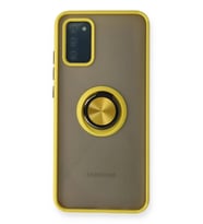 Durukar® Samsung Galaxy A02S Kılıf Montreal Yüzüklü Silikon Kapak - Sarı