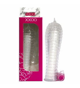 XXOO Titreşimli Tırtıklı Şeffaf Penis Kılıfı Pembe