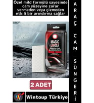 #OtoSünger Kendinden Deterjanlı Oto Ön Arka Cam Ayna Yüzeyi Çizmez Yağ Film Temizleme Süngeri 2 Adet