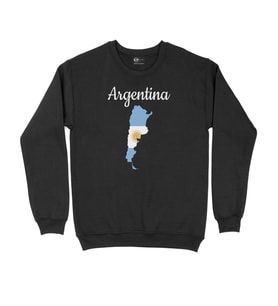 Arjantin Haritalı ve Bayraklı Siyah Sweatshirt