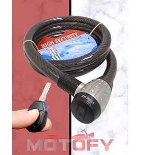 ÇELİK HALAT KİLİT IŞIKLI ANAHTARLI 25 MM KALINLIK 2 METRE UZUNLUK