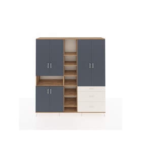 Hyperion Dolap 13 Raflı 3 Çekmeceli 6 Kapaklı 220x44x243 Çam-Antrasit/Aytaşı