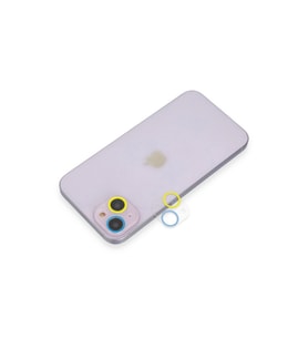 İphone 13 Mini Renkli Kamera Lens Koruma Cam - Sarı-mavi