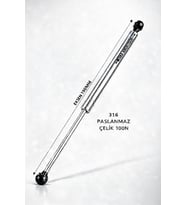 PASLANMAZ 316 GAZLI AMORTİSÖR - Taka 190mm 100N - Tekne ve Yat Tipi (Krom)
