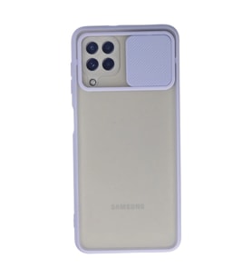 Samsung Galaxy A22 Kılıf Palm Buzlu Kamera Sürgülü Silikon - Lila