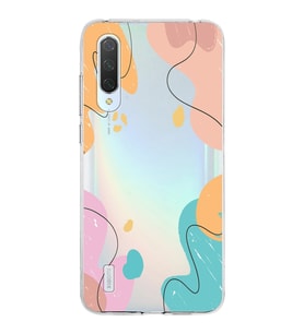 Xiaomi Mi 9 Lite Uyumlu Kapak Karışık Renkler Tasarımlı Şeffaf Silikon Kılıf