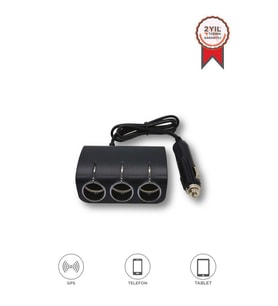 Üçlü LED Soketli Araç Şarj Cihazı 120W - TORIMA G24 Siyah